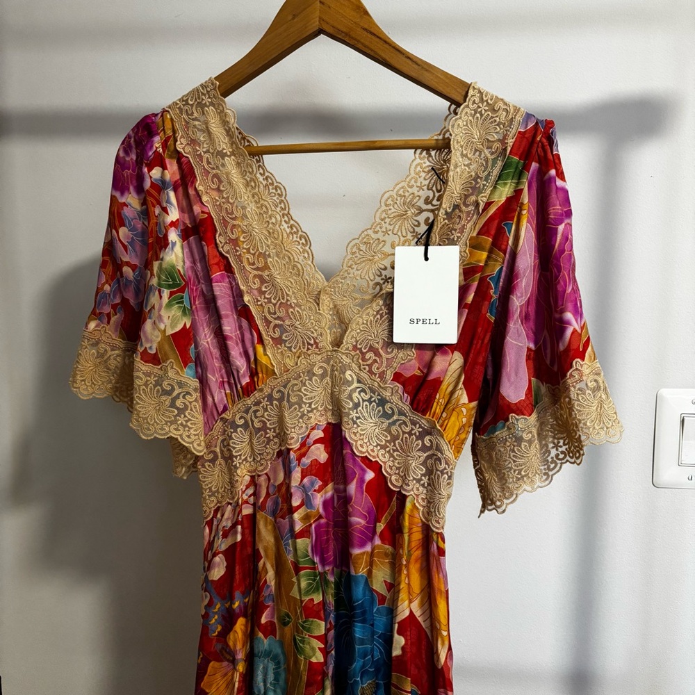 NWT Spell Painter's Garden Lace Maxi Dress
Crimson, small - Picture 6 of 16